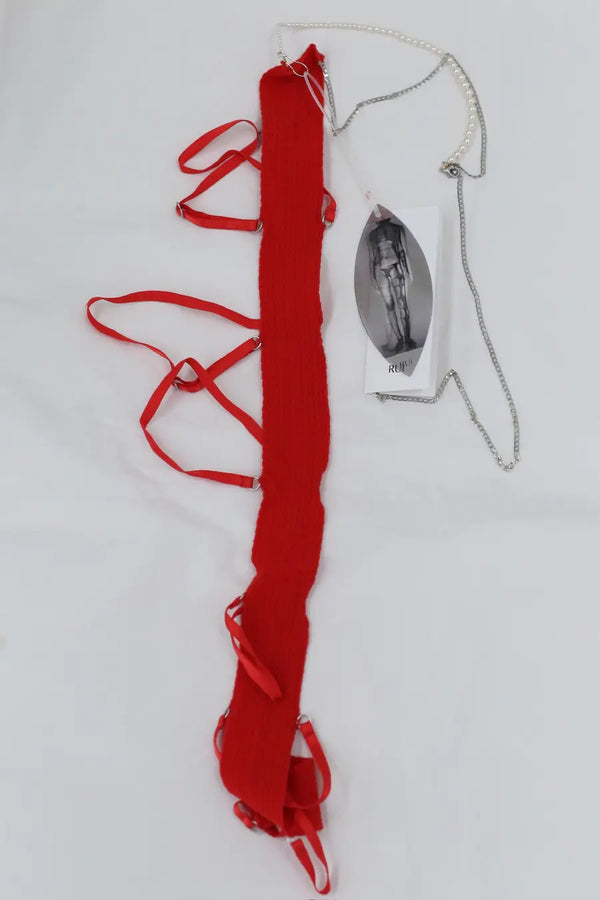 RUI single semi-transparent strap leg socks RSS24SF05 Ruby red